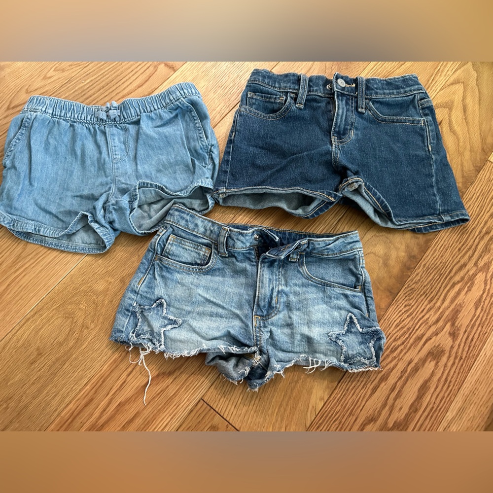 Girls Trio of Denim & Chambray Girls' Shorts - Light to Dark Blue 6x/7